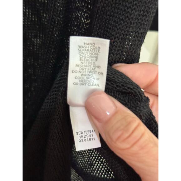 NWT J.Jill Women's Black Linen Button Front longline Cardigan Sweater Size Large - Picture 5 of 6